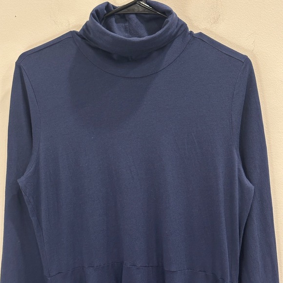 Peruvian Connection Ariana Navy Blue Stretch Jersey Turtleneck Midi Dress Large - Picture 5 of 13